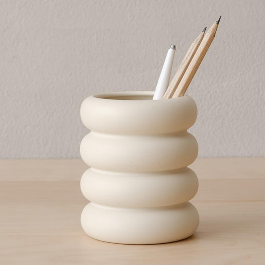 Cream Stacked-Ring Pen Cup - view 1