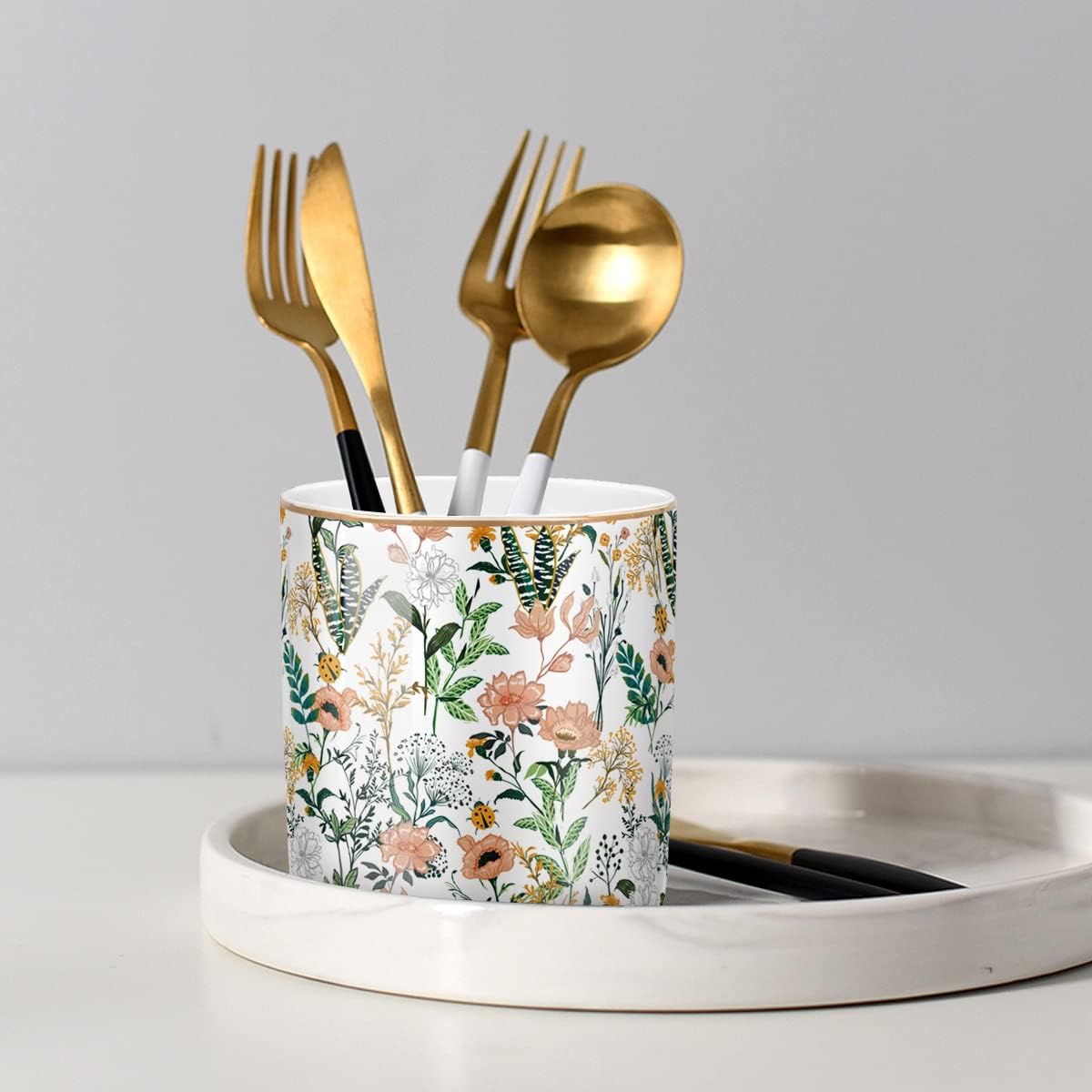 Floral Ceramic Pen Cup - view 2