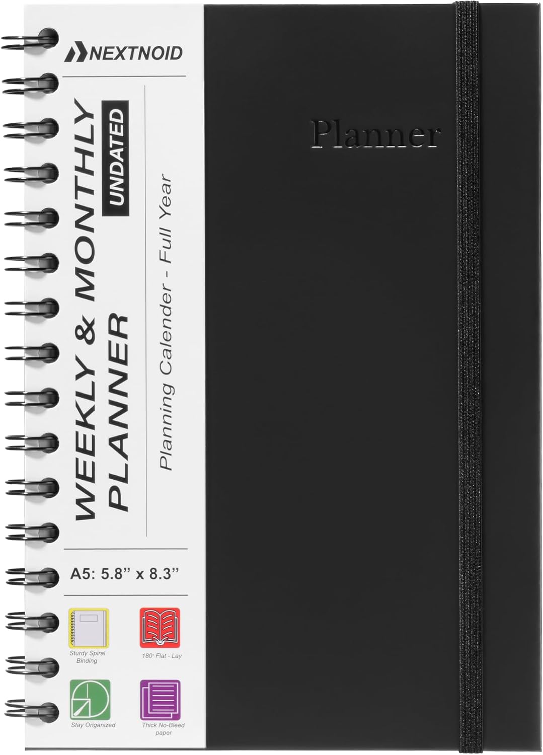 Black Undated Weekly Planner - view 1