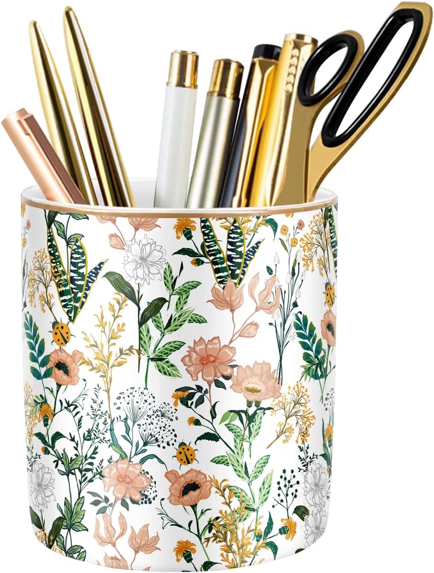 Floral Ceramic Pen Cup - view 1